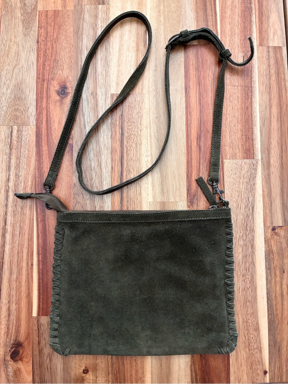 World Market Suede Crossbody Handbag Purse Bag Olive Green